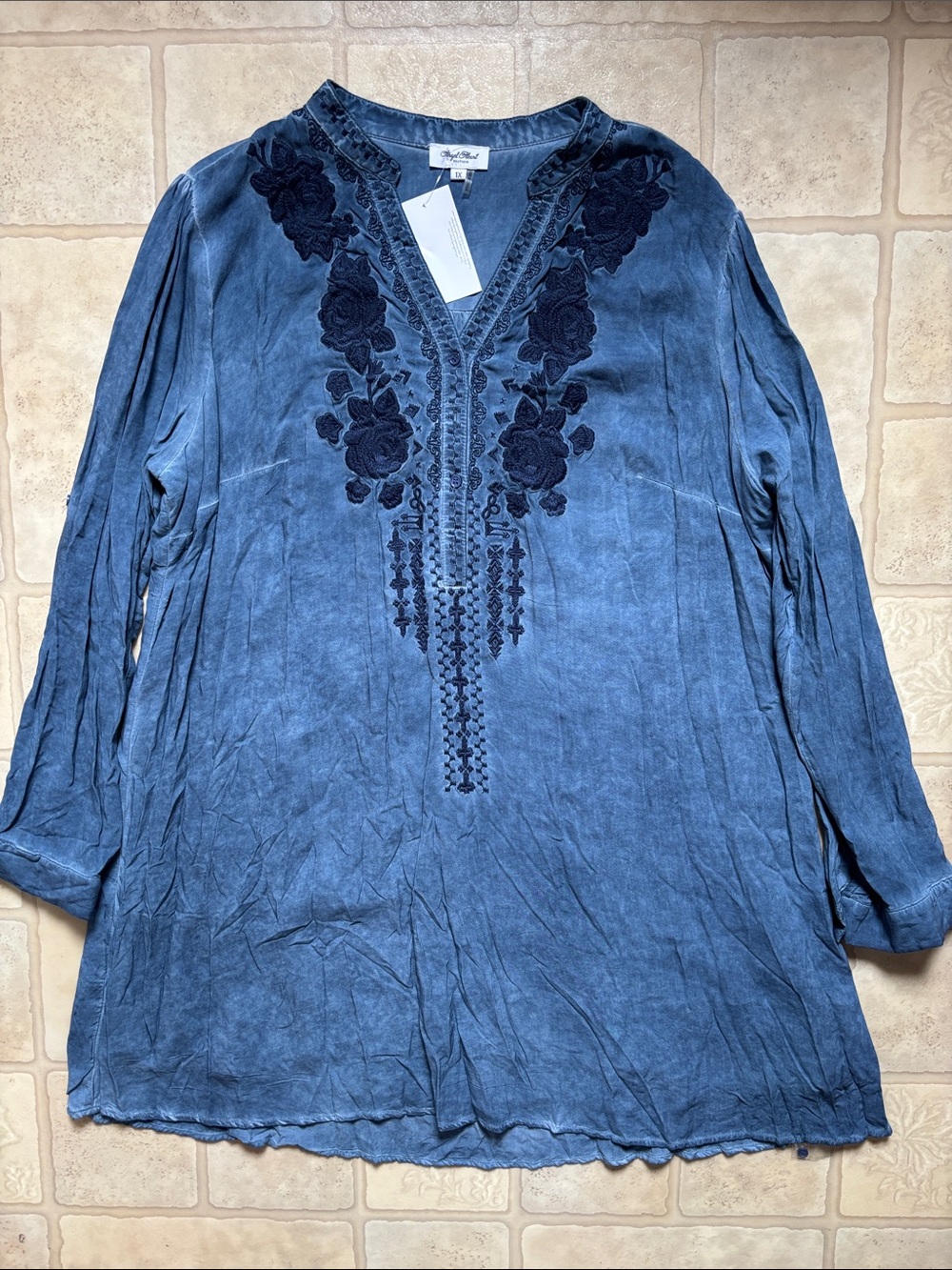 Angel Heart Boutique Tunic/ Dress Here When You Need Me Blue Embroidered